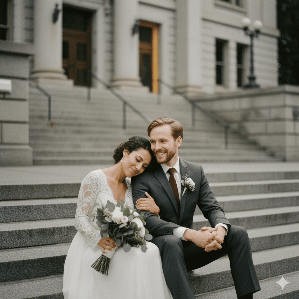 Wedding in a courthouse in Portland, Oregon