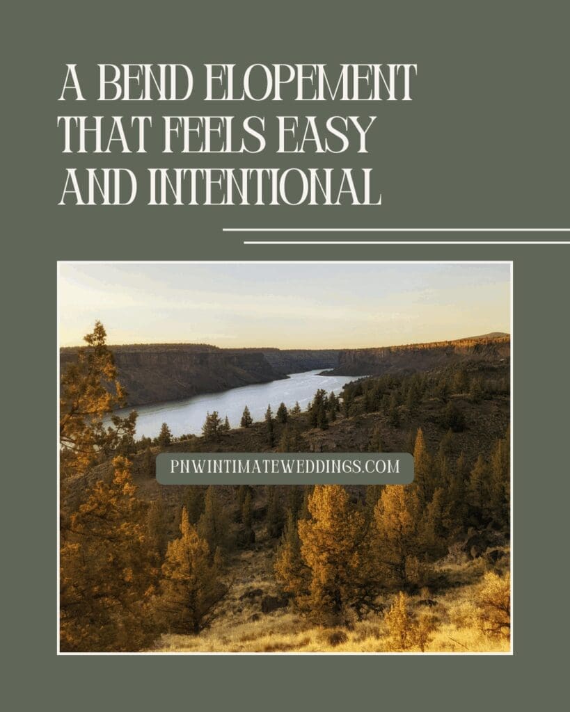 Golden hour canyon and river view near Bend Oregon, a peaceful setting for an intimate elopement