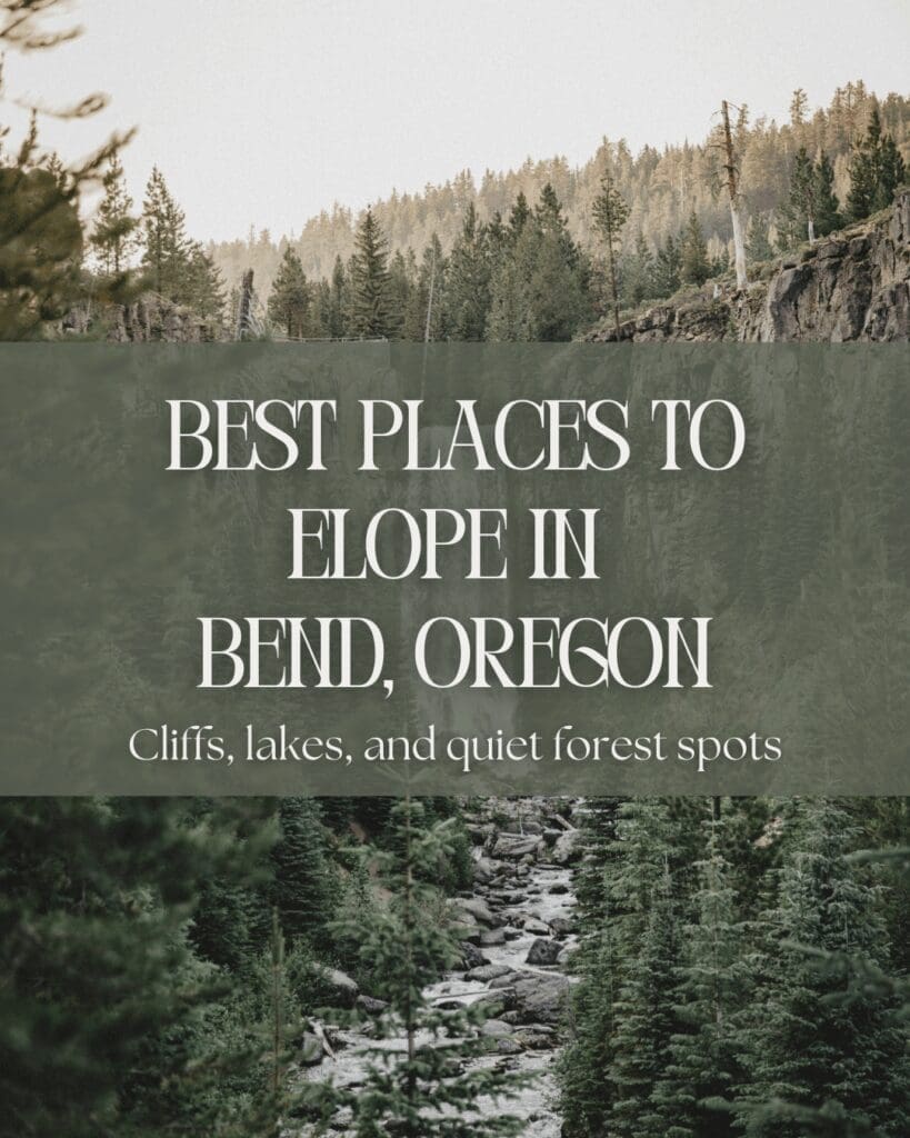 Forest and river canyon in Bend Oregon, a scenic location for an outdoor elopement ceremony