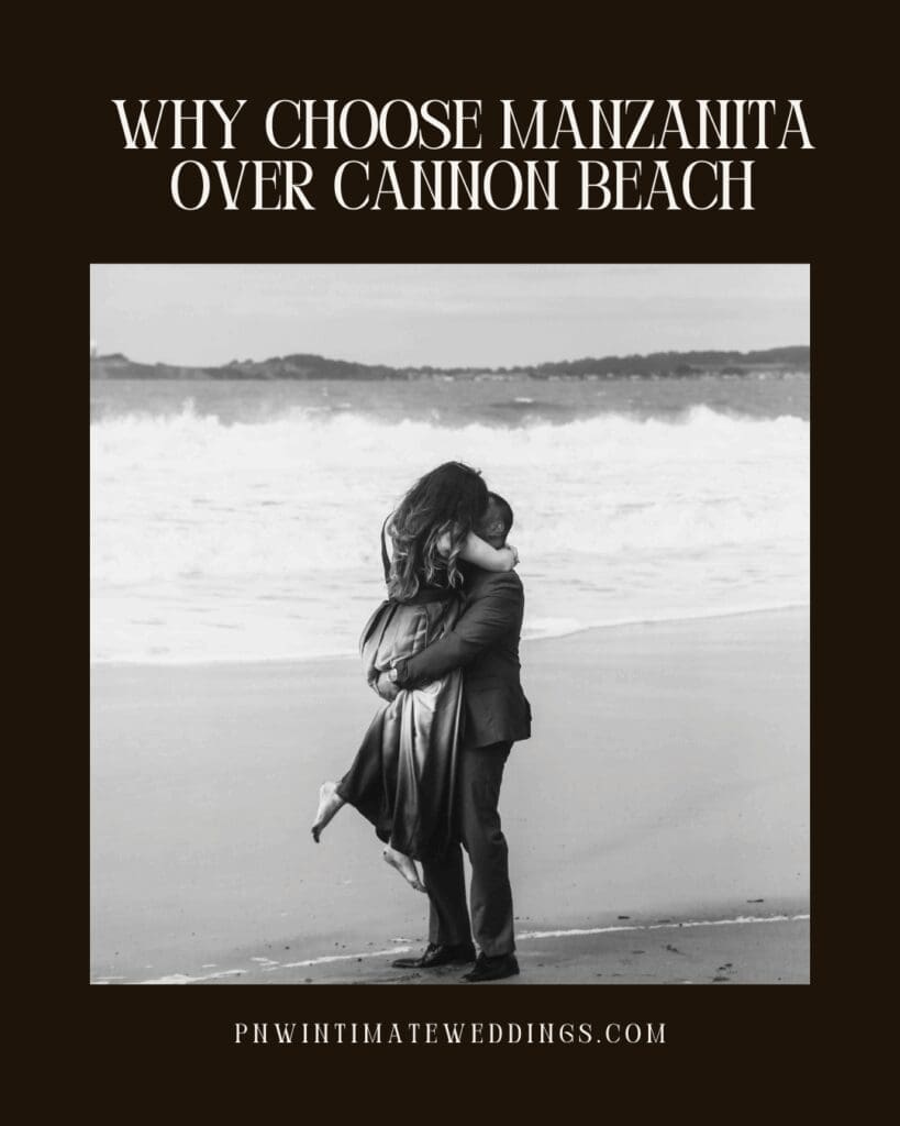 Black and white photo of a couple embracing on the beach with waves behind them